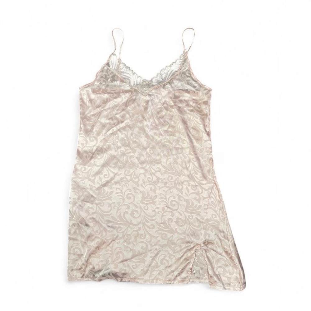 Rachael Roy pink lace slip dress with small slit